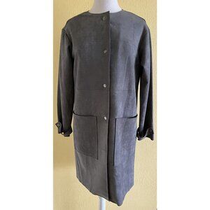 Magaschoni Women’s XS GRAY Faux Suede Coat Oversized Casual Duster